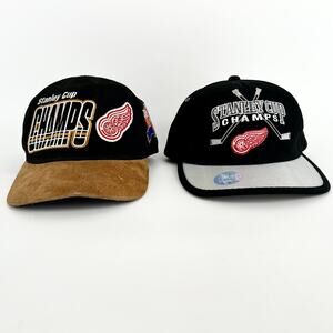 90s Detroit Redwings NHL Hockey Stanley Cup Champs 1997 1998  hats 1990s vintage